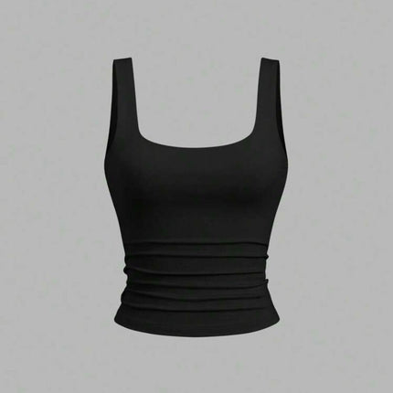 Black crop top styled with an urban skirt