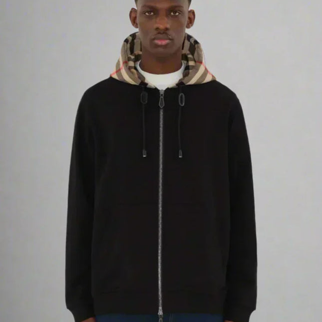Check Printed Zip Hoodie