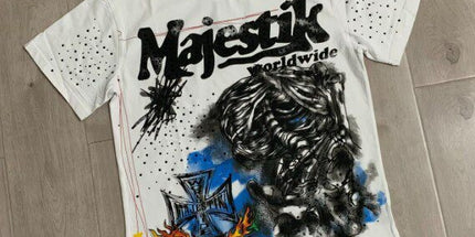 MAJESTIK vintage rhinestone casual T-shirt