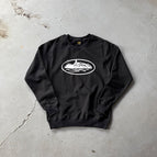 Black and white printed crewneck sweatshirt