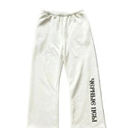 White sweatpants with wide-leg legs