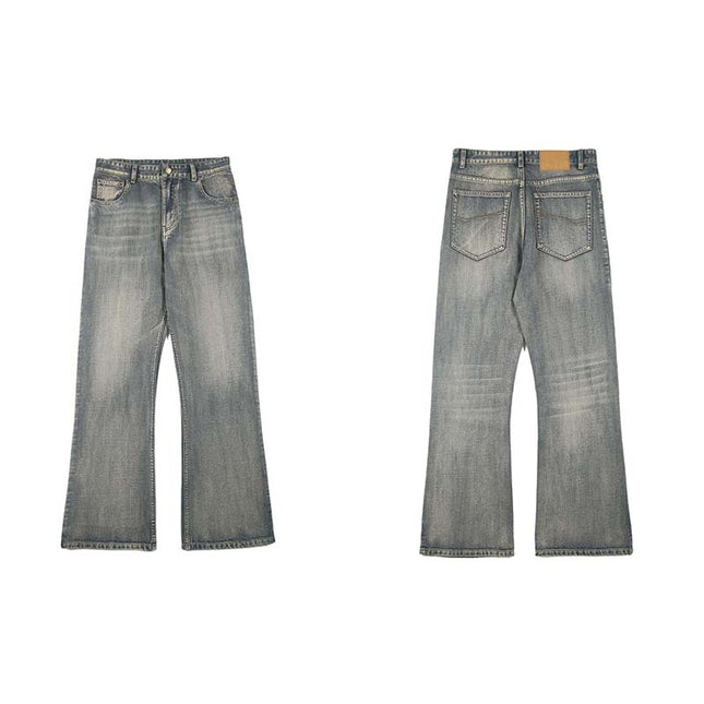 vintage-style light wash denim jeans