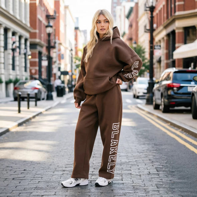 Letter Print Tracksuit Set