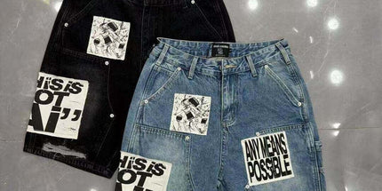Mixed Emotion Patch Denim Shorts