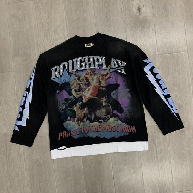 RoughPlay Rhinestone Logo Long Sleeve T-Shirt