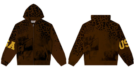 Vale Forever Cheetah Zip Up hoodie