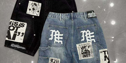Mixed Emotion Patch Denim Shorts