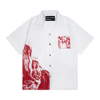 E402 white patterned printed pocket shirt