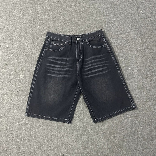 Broken Planet Embroidered Denim Shorts