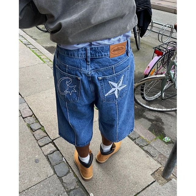 Men's Drill Embroidered Denim Shorts