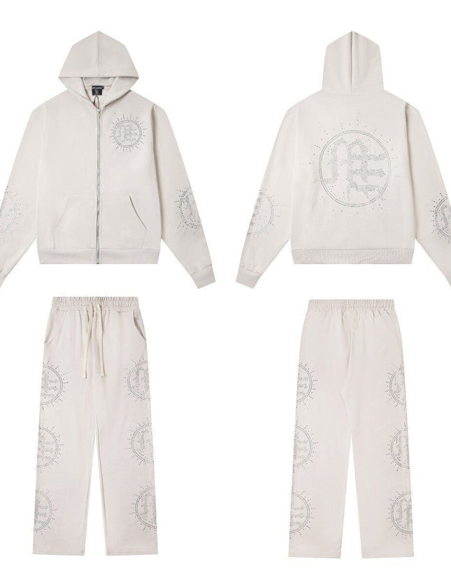 Mixed Emotion Rhinestone Tracksuit Set