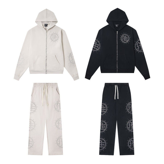 Mixed Emotion Rhinestone Tracksuit Set
