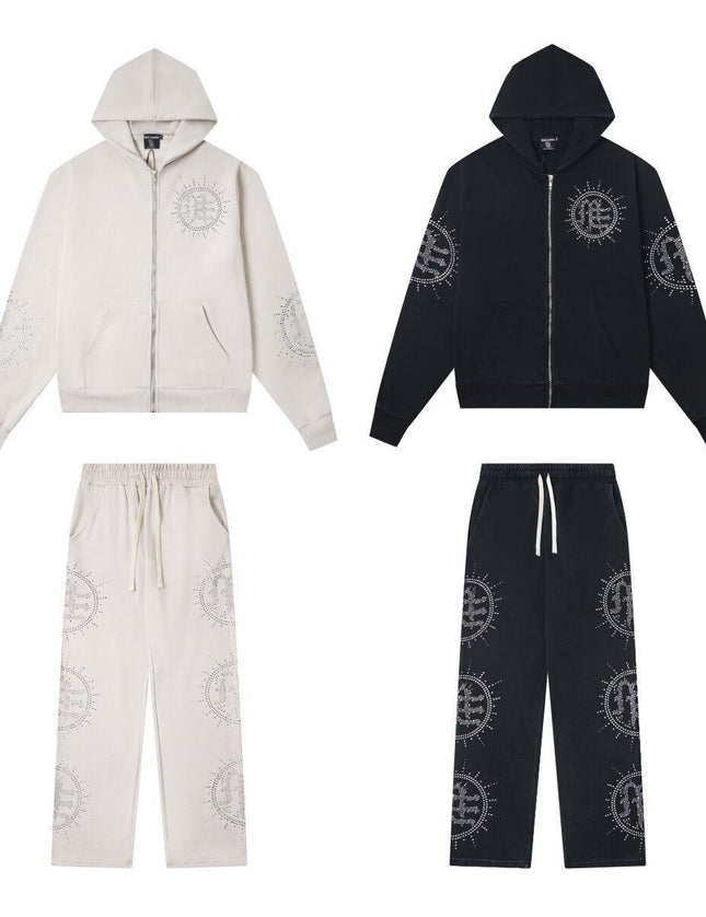 Mixed Emotion Rhinestone Tracksuit Set