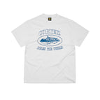Light blue print/white
