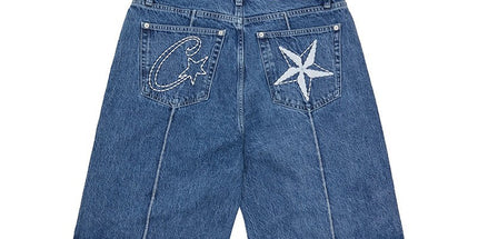 Men's Drill Embroidered Denim Shorts