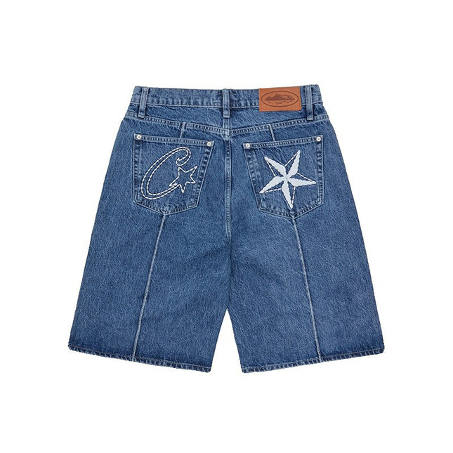Men's Drill Embroidered Denim Shorts