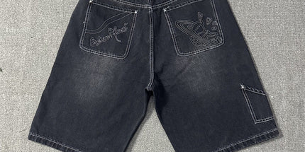 Broken Planet Embroidered Denim Shorts