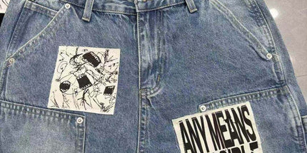 Mixed Emotion Patch Denim Shorts