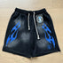 S / 7807 washed black blue pure cotton fabric